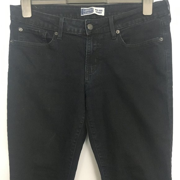 Levis Womens 10 Black Studded Embroidered Mid Rise Cotton Blend Skinny Jeans - Picture 6 of 11